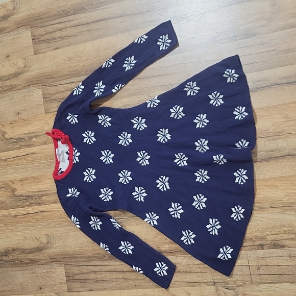 HANNAH ANDERSSON 100% Combed Cotton Blue Snowflake Sweater Dress - 120 - Picture 2 of 10
